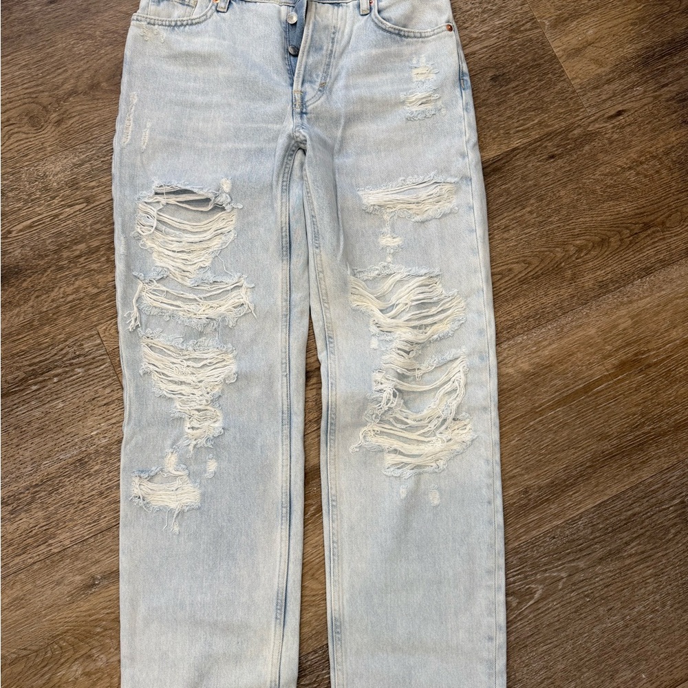 H&M Light Blue Distressed Boyfriend Jeans